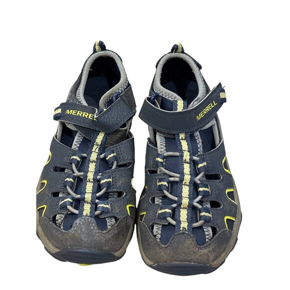 Merrell Kids Closed-Toe Sandals Size 1M Navy/Yellow Leather/Textile Upper - Picture 1 of 4